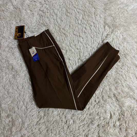 New Women’s Size 30L Brown Ariat Side Zip Knee Patch Horseback Riding Breeches