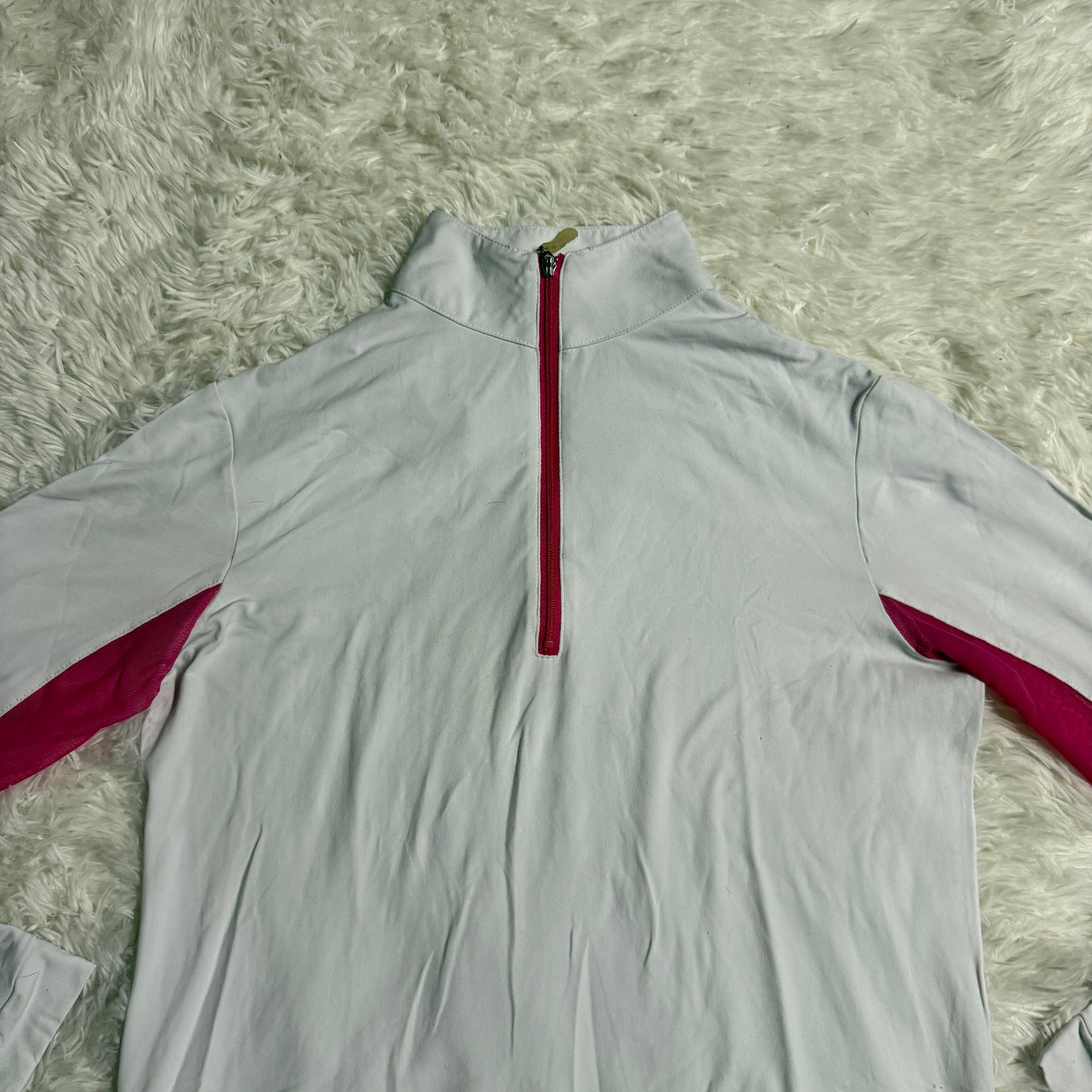 Women’s Small White/Pink Tailored Sportsman Long Sleeve Horseback Riding Sunshirt