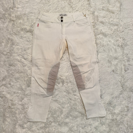 Women’s Size 28R White Tailored Sportsman Knee Patch Horseback Riding Breeches