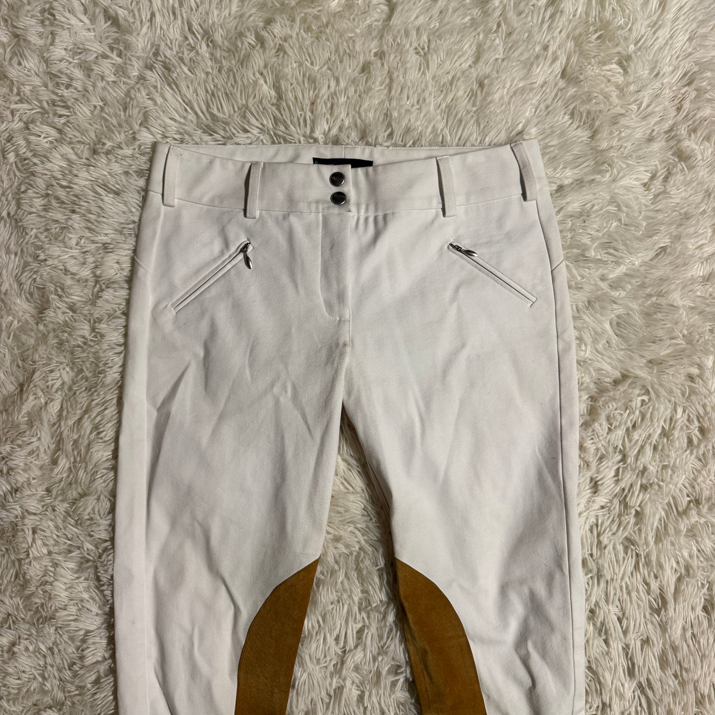 Women’s Size 30L White Free Rein Knee Patch Horseback Riding Breeches