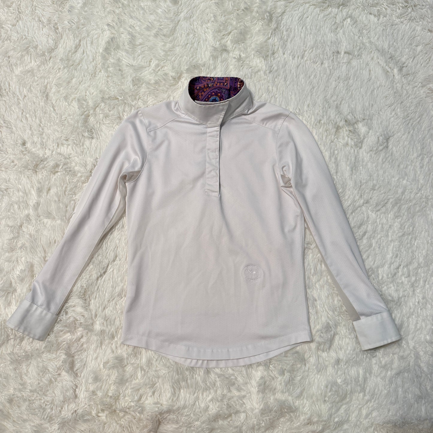 Child’s Small White Essex Classics Long Sleeve Horseback Riding Show Shirt