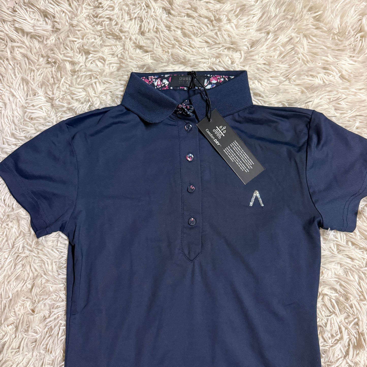 New Women’s XXS Navy Dublin Short Sleeve Horseback Riding Polo Shirt