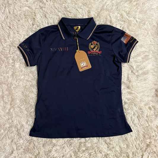 Women’s New Medium Navy Aubrion Short Sleeve Horseback Riding Polo Shirt