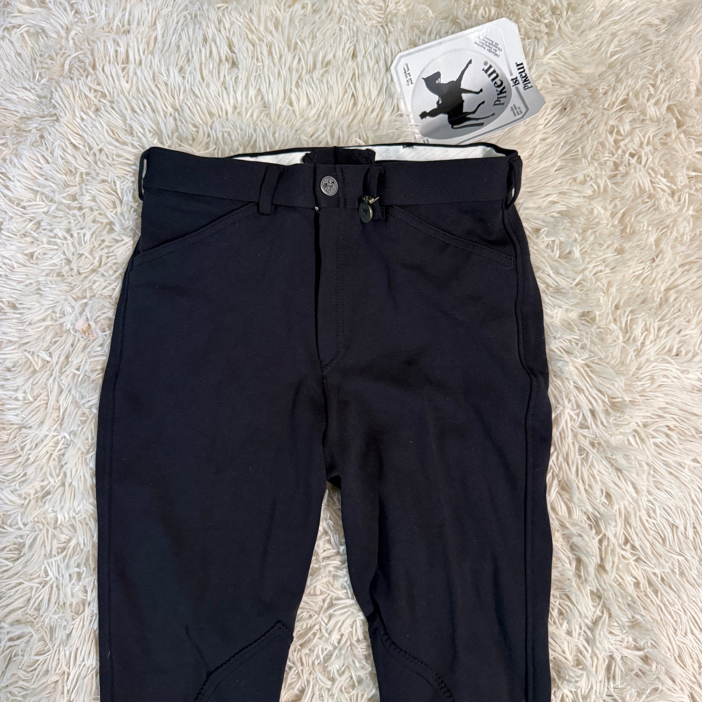 New Child’s Size 16R Black Pikeur Knee Patch Horseback Riding Breeches