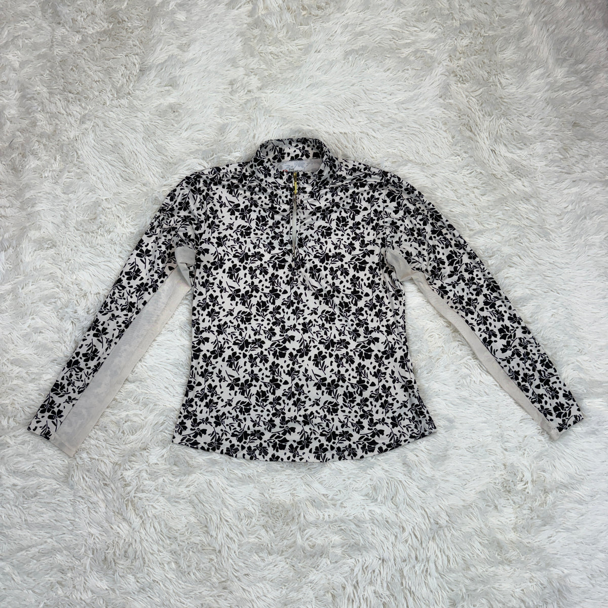 Women’s Large Black/White Floral The American Outdoorsman Long Sleeve Horseback Riding Sunshirt
