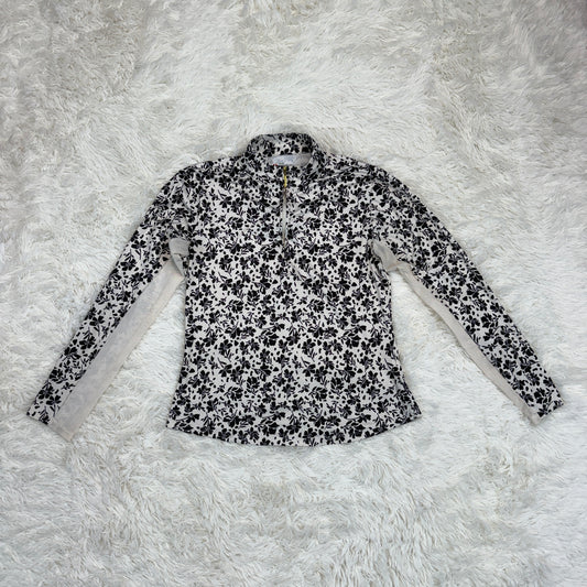 Women’s Large Black/White Floral The American Outdoorsman Long Sleeve Horseback Riding Sunshirt