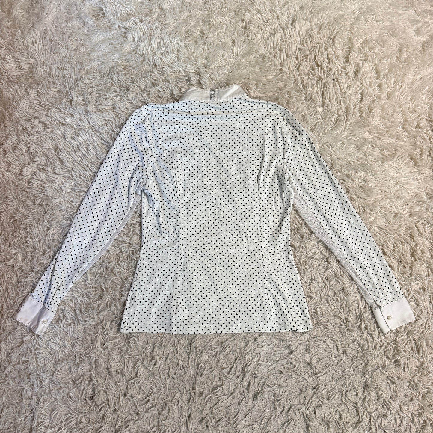 Women’s Large Polka Dot Emcee Equestrian Long Sleeve Horseback Riding Show Shirt