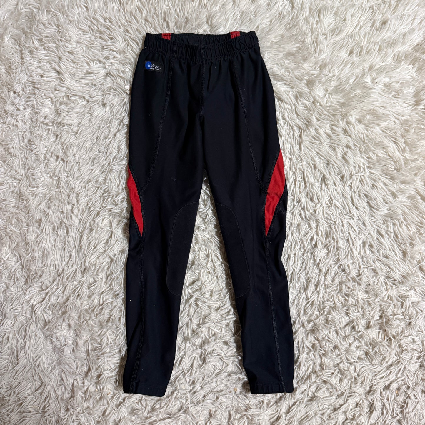 Child’s Medium Black/Red Irideon Knee Patch Horseback Riding Tights