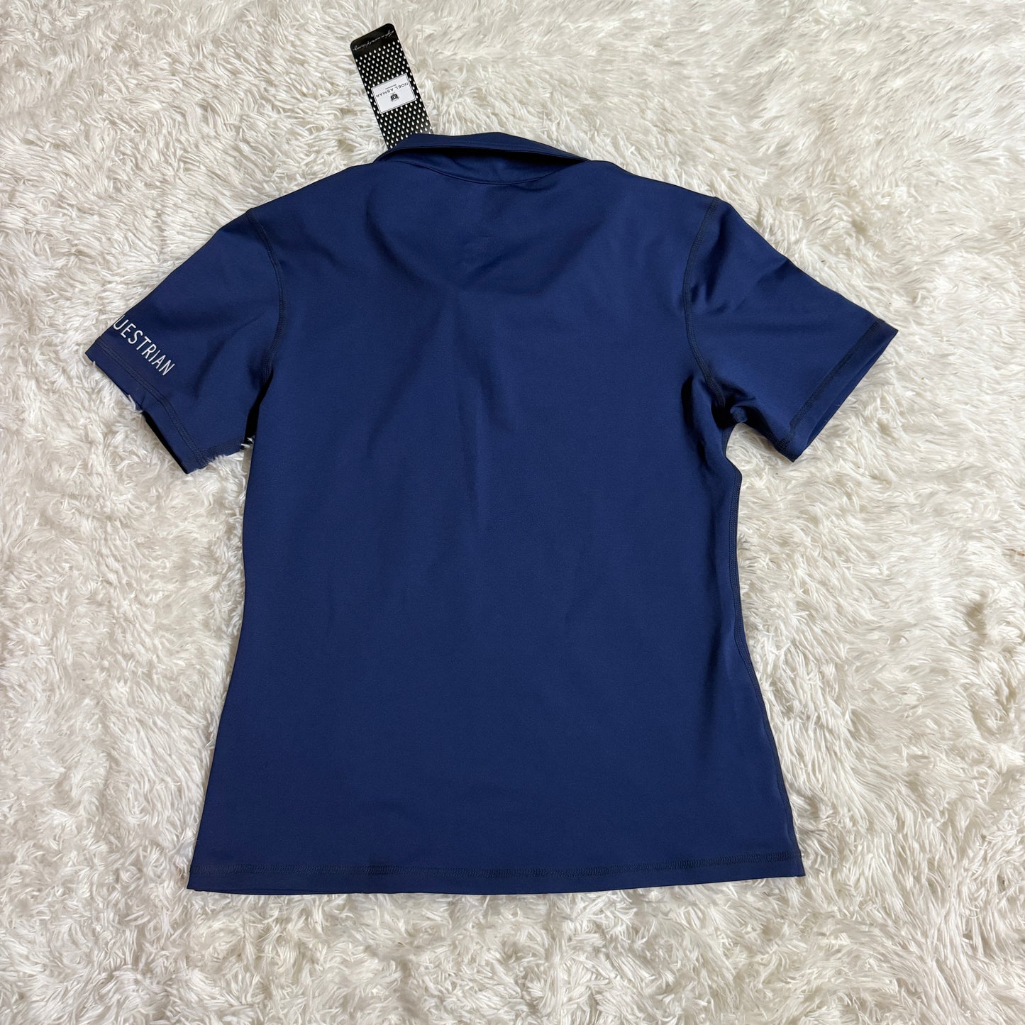 New Women’s Medium Blue Noel Asmar Short Sleeve Horseback Riding Polo Shirt
