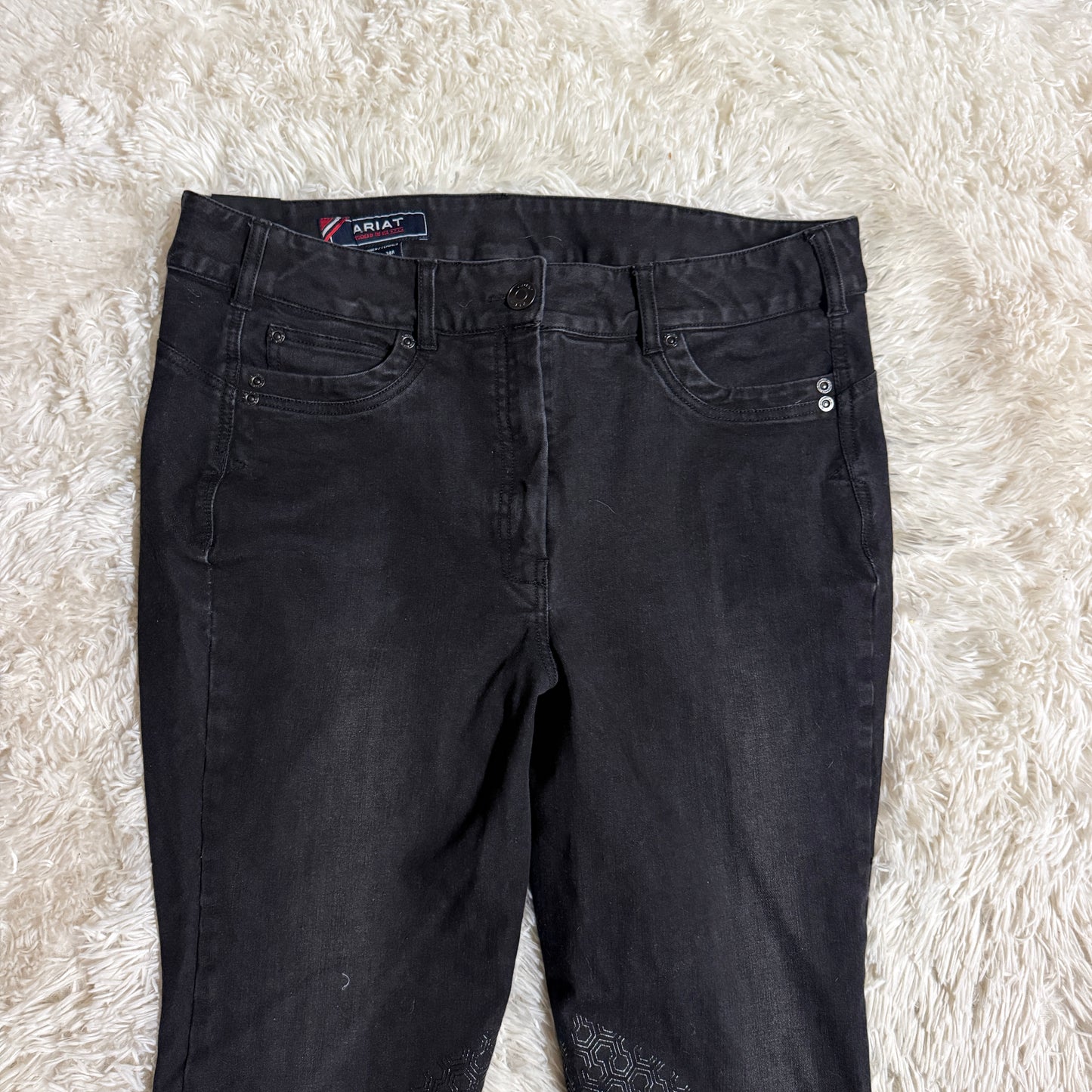 Women’s Size 34R Black Denim Ariat Knee Patch Horseback Riding Breeches