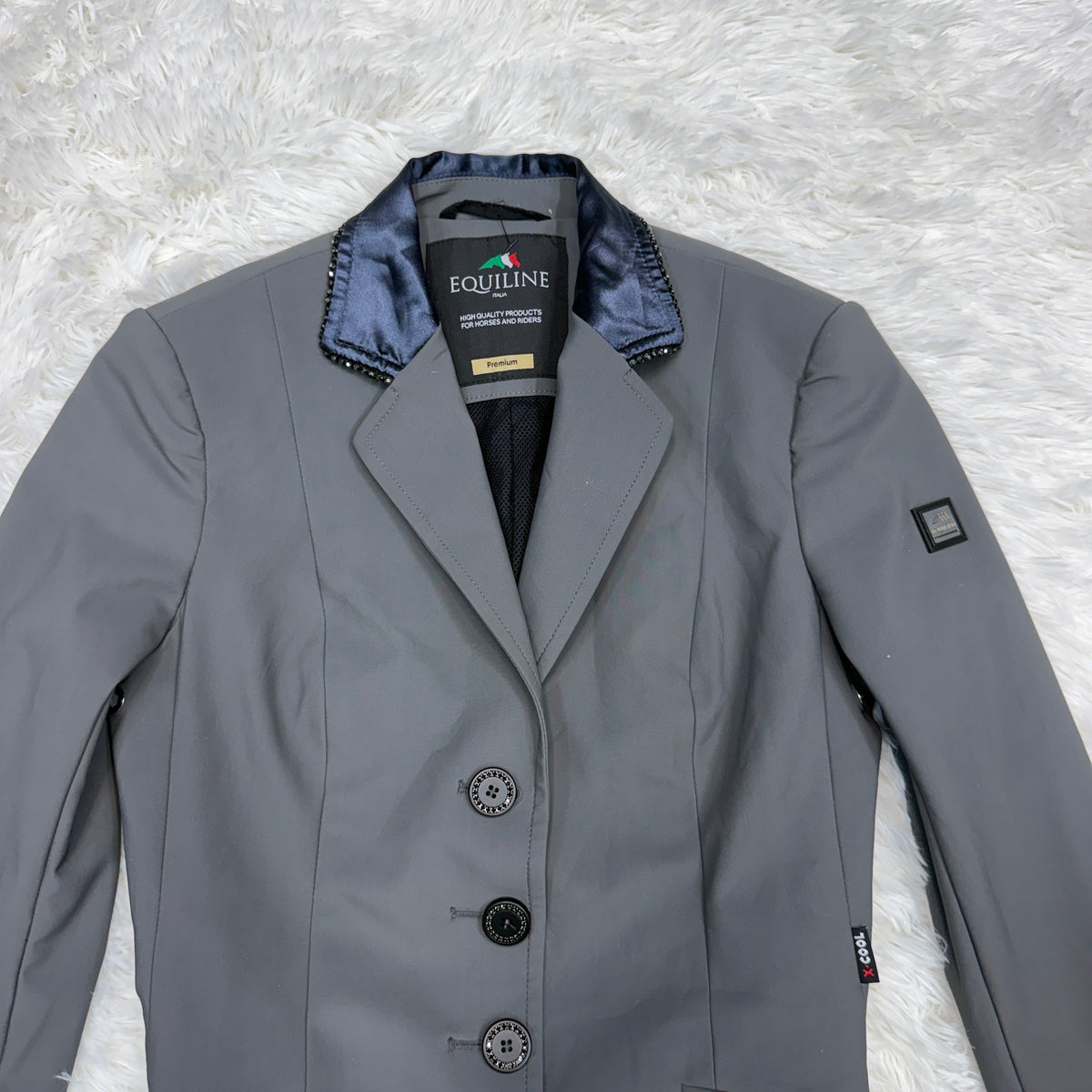 Women’s IT38 Grey/Navy Equiline Commessa X-Cool Horseback Riding Show Coat