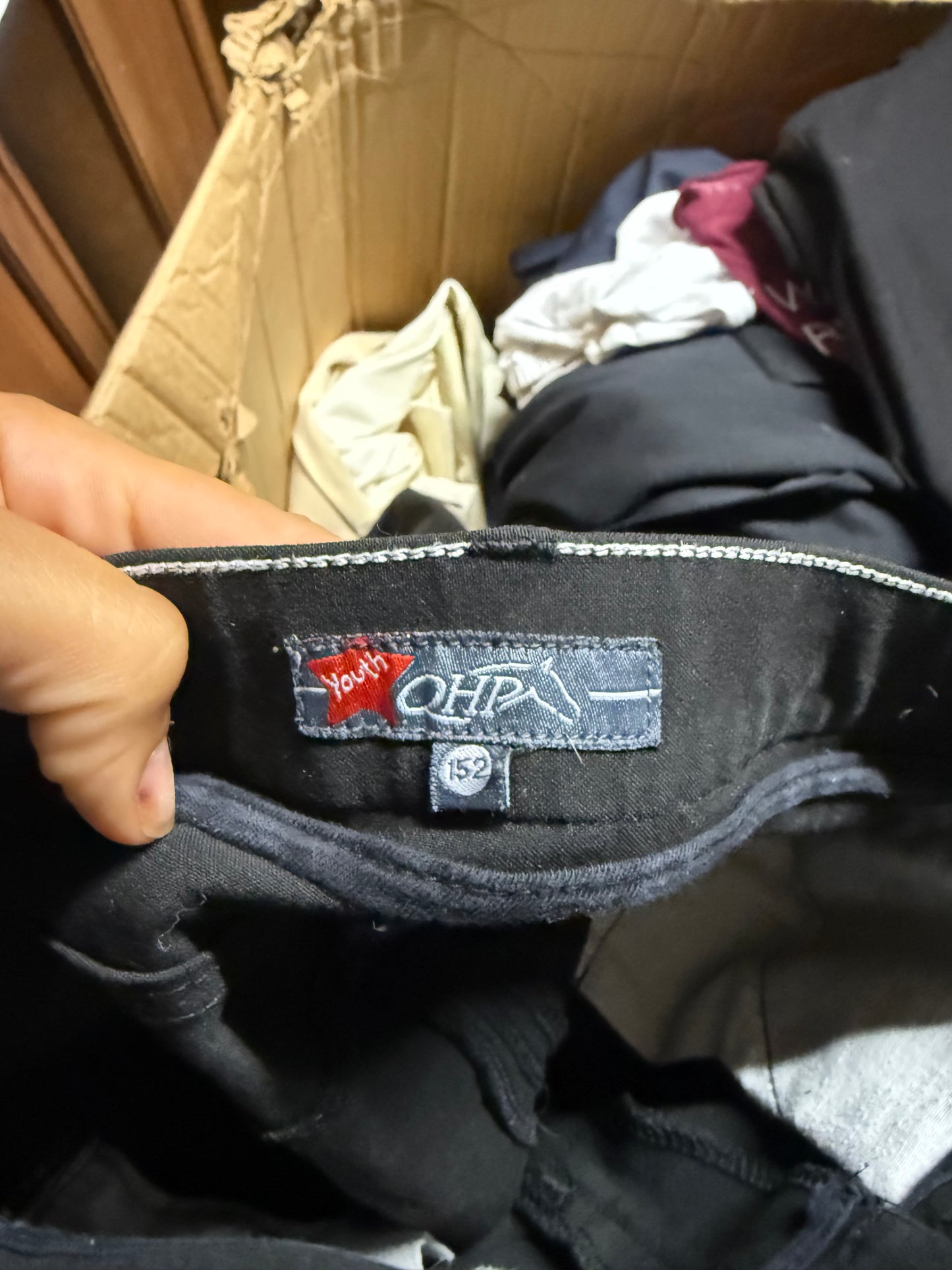 Child’s Size 12 Years Black QHP Knee Patch Horseback Riding Breeches