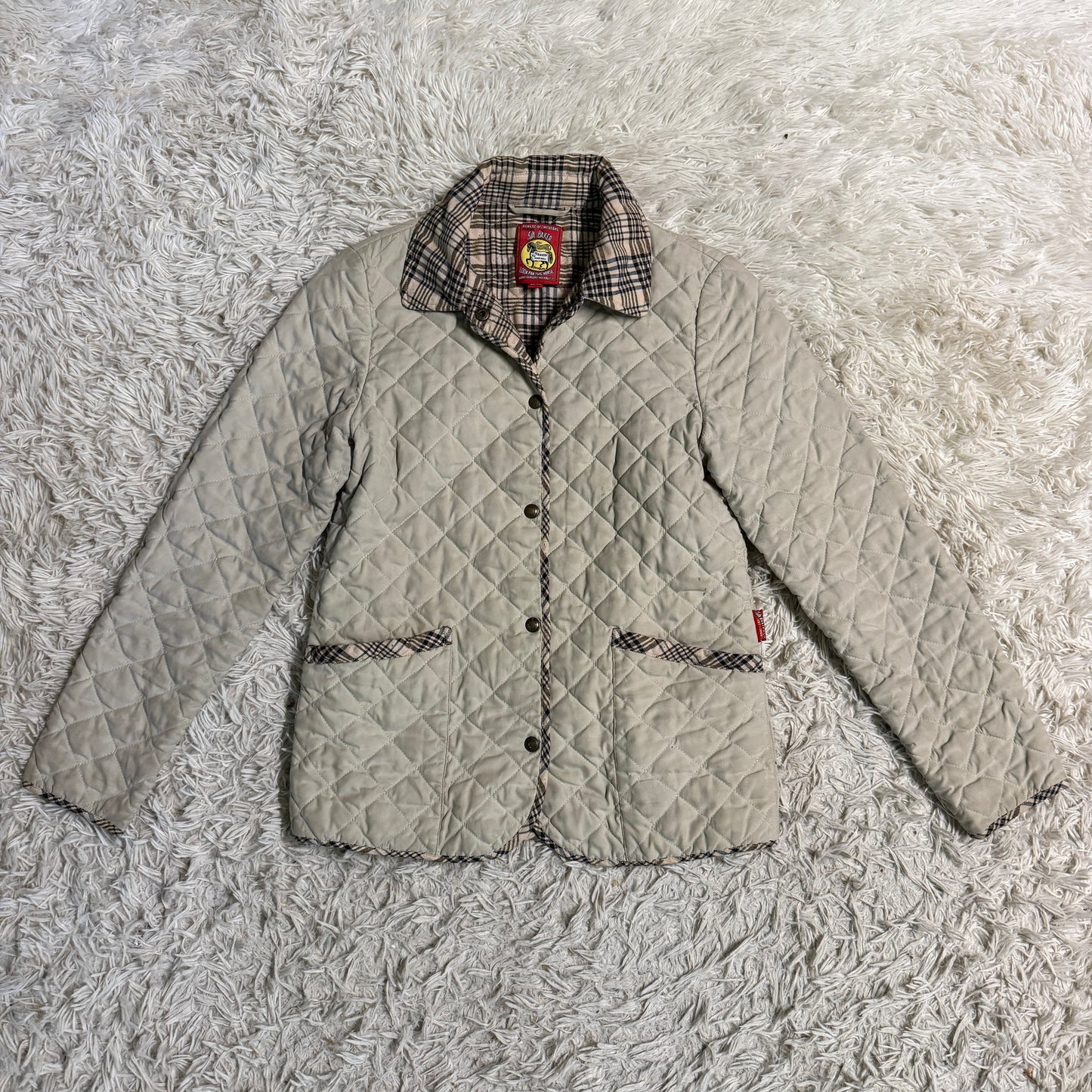 Women’s XS Tan Plaid Baker Horseback Riding Quilted Jacket