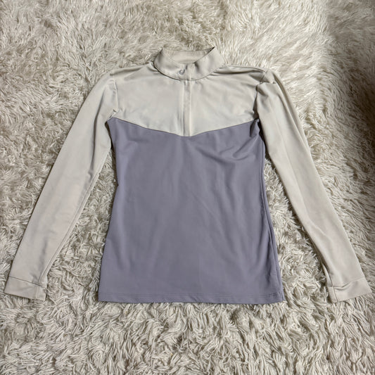 Women’s Small White/Purple FitEq Long Sleeve Horseback Riding Show Shirt