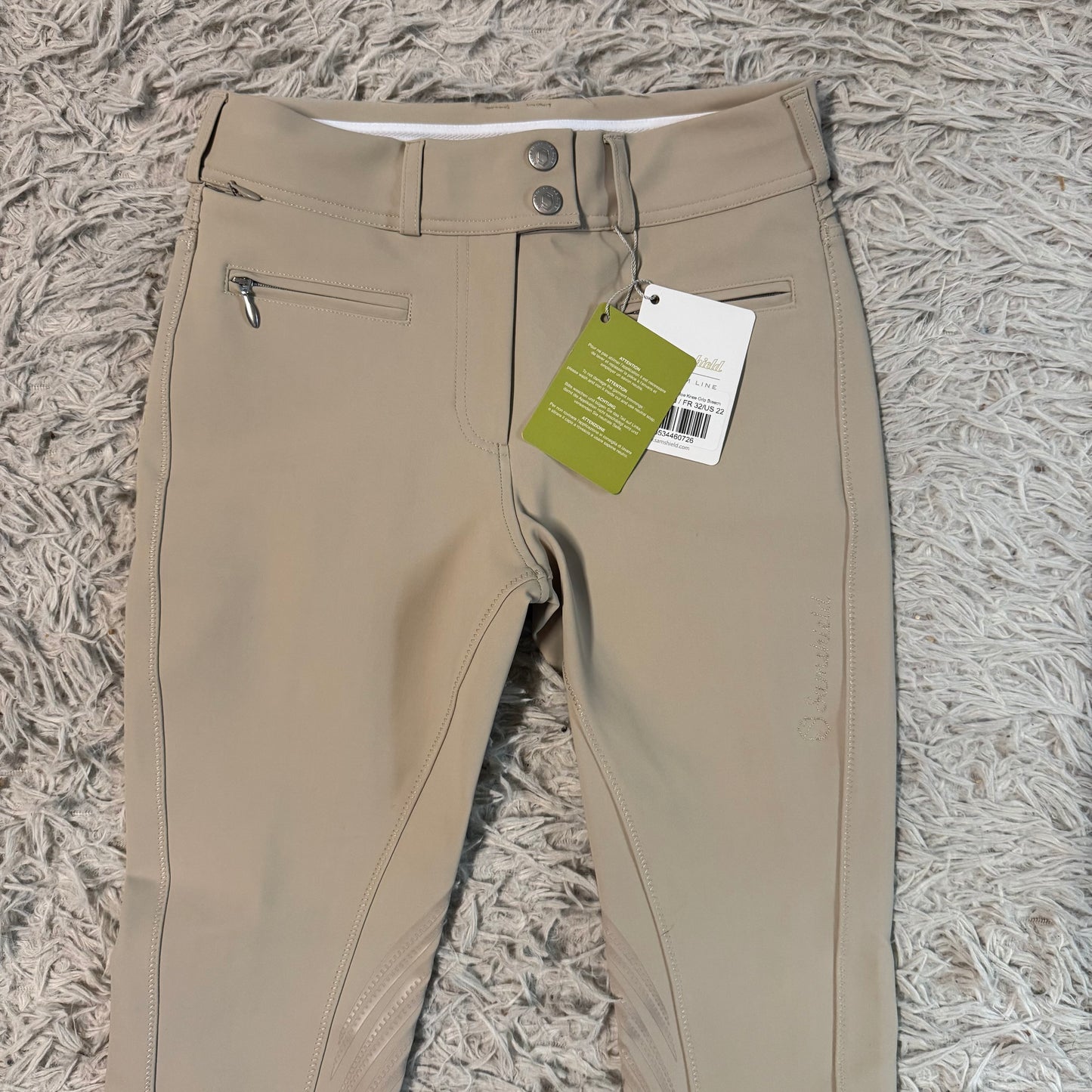New Tan Samshield Chloe Script Knee Patch Horseback Riding Breeches