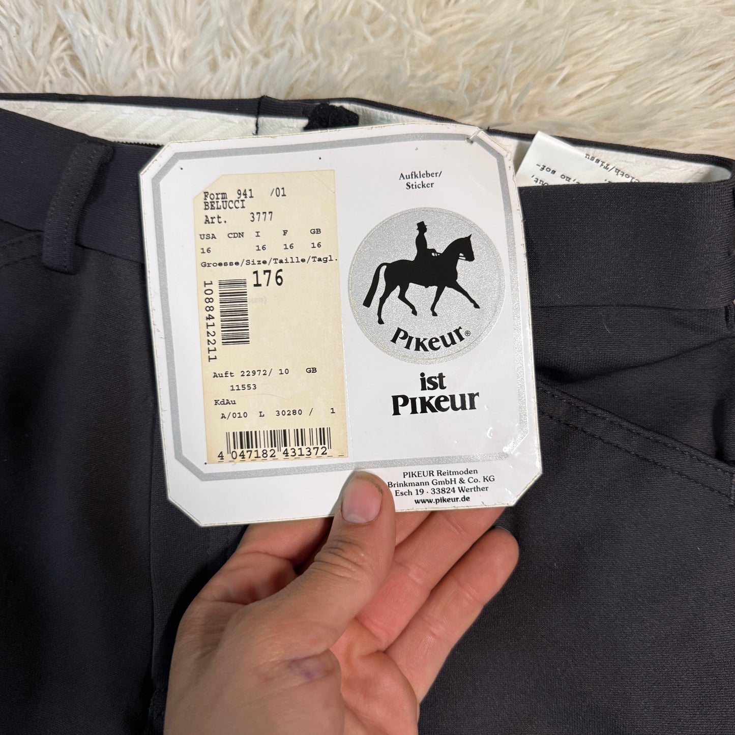 New Child’s Size 16R Grey Pikeur Knee Patch Horseback Riding Breeches
