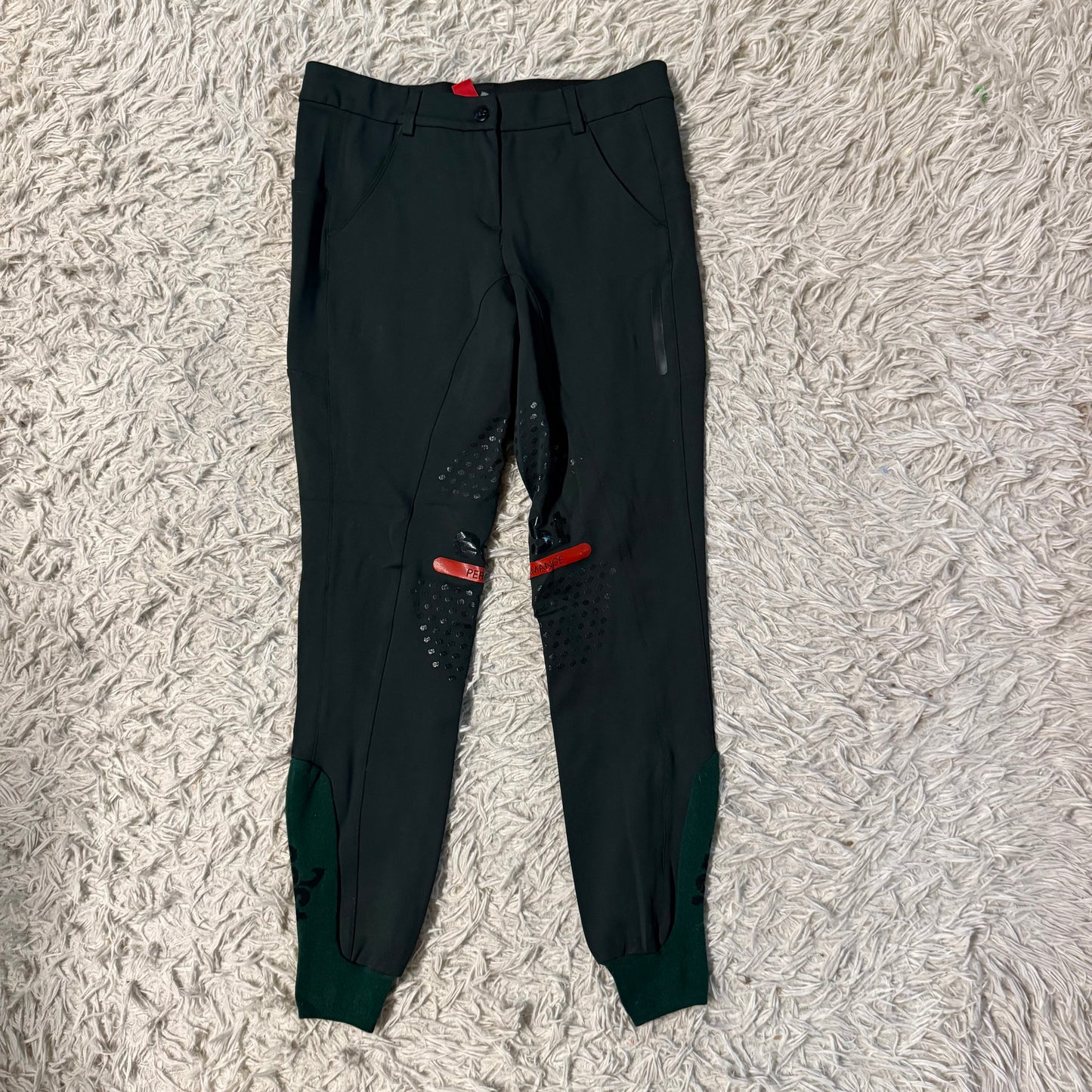 Women’s Large Green East Performance Knee Patch Horseback Riding Breeches