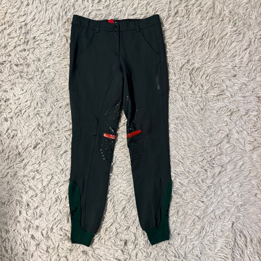Women’s Large Green East Performance Knee Patch Horseback Riding Breeches