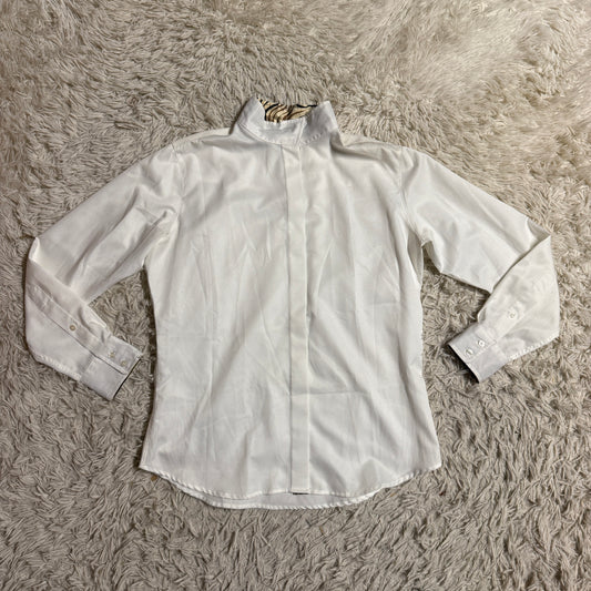 Women’s Size 8 White Tailored Sportsman Long Sleeve Horseback Riding Show Shirt