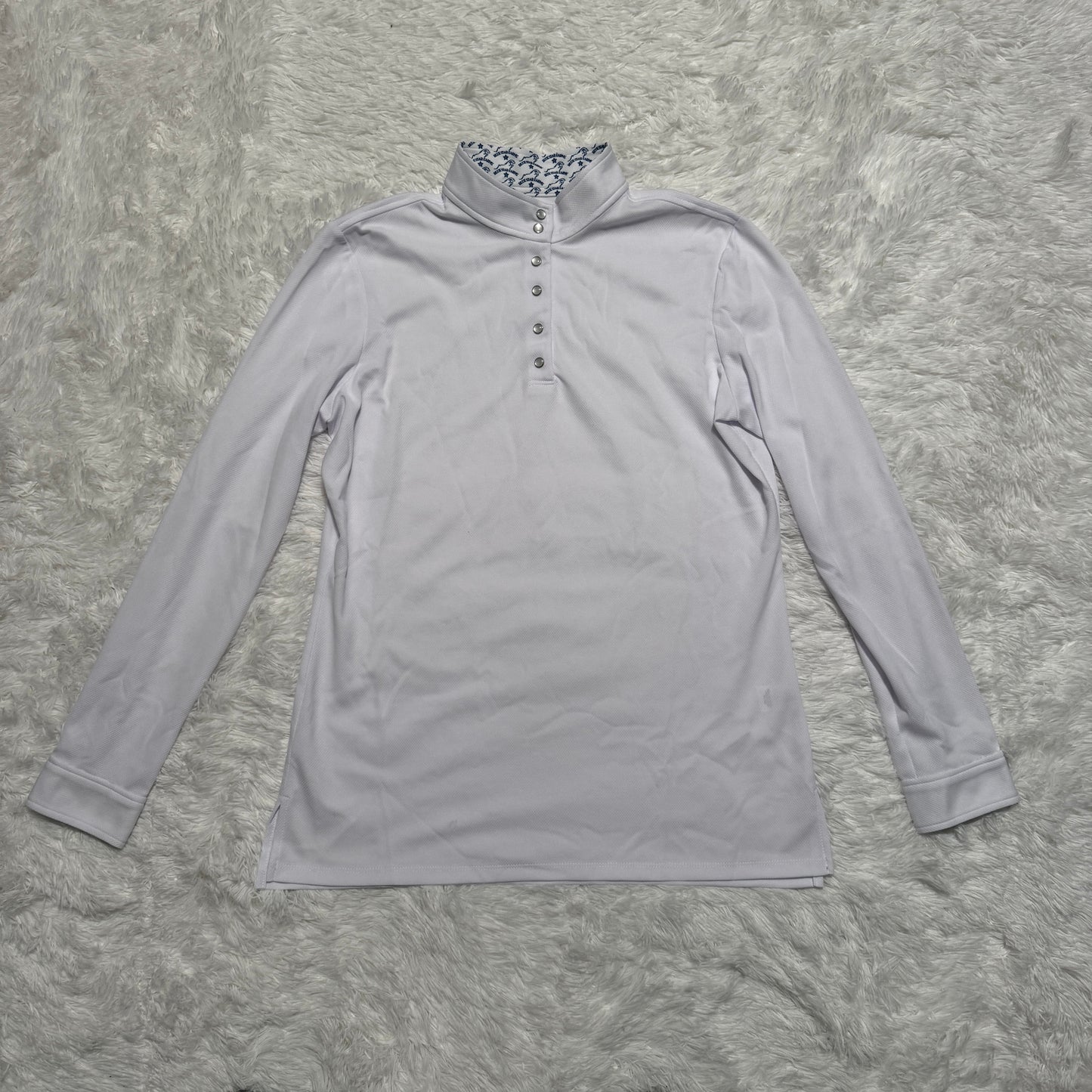 Women’s Large White ECE Equestrian Long Sleeve Horseback Riding Show Shirt