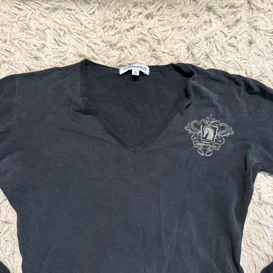 Women’s Small Black Romfh Long Sleeve Horseback Riding Lightweight Sweater