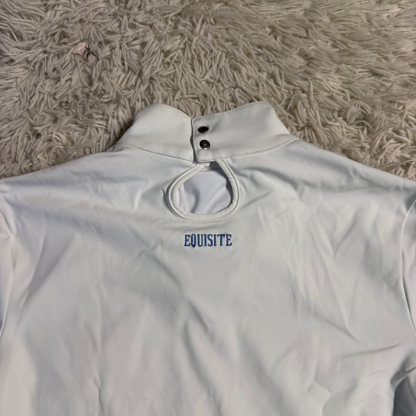 Women’s Large White Equisite Short Sleeve Horseback Riding Show Shirt