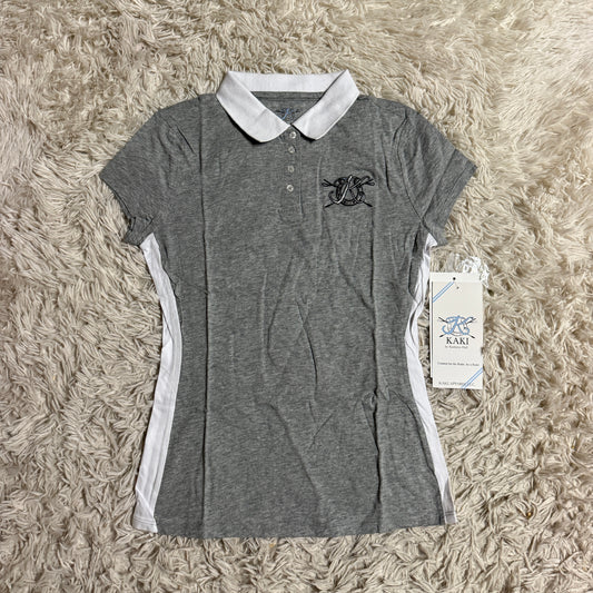 New Child’s Grey KAKI Short Sleeve Horseback Riding Polo Shirt