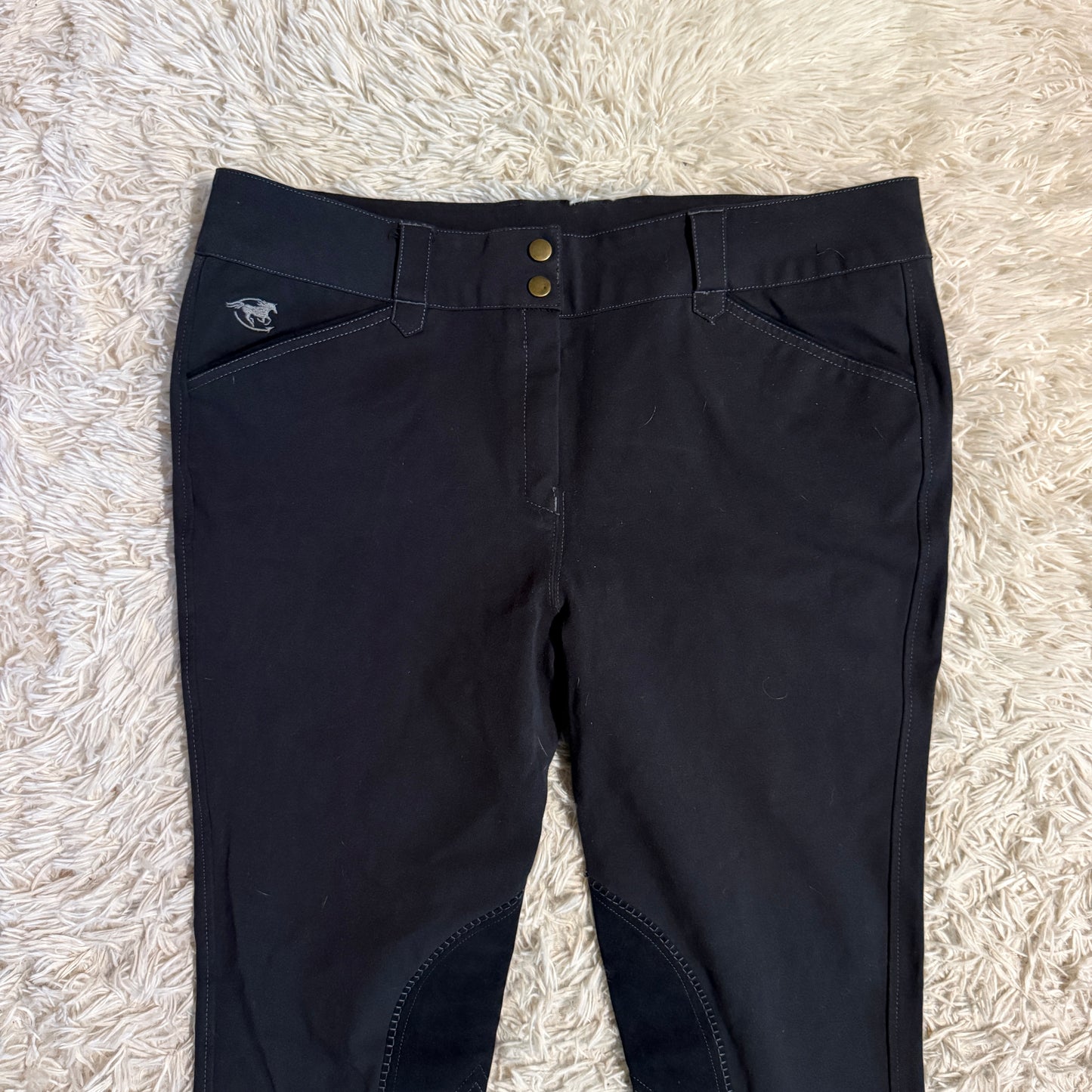 Women’s Size 38R Black Smartpak Piper Knee Patch Horseback Riding Breeches