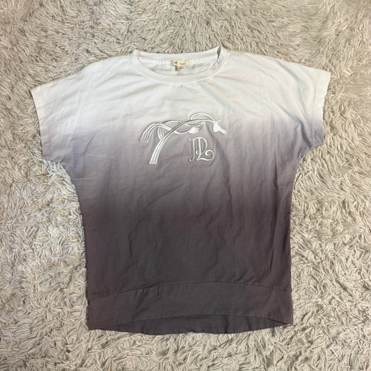 Women’s Small White/Grey Ombre Penelope Short Sleeve Horseback Riding T-Shirt