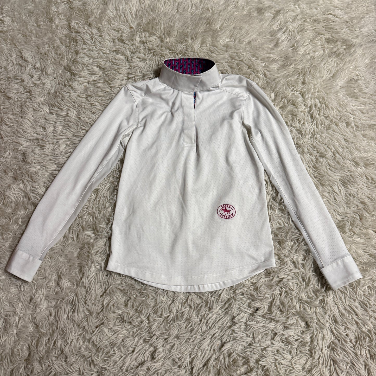 Child’s Medium White Essex Classics Long Sleeve Horseback Riding Show Shirt