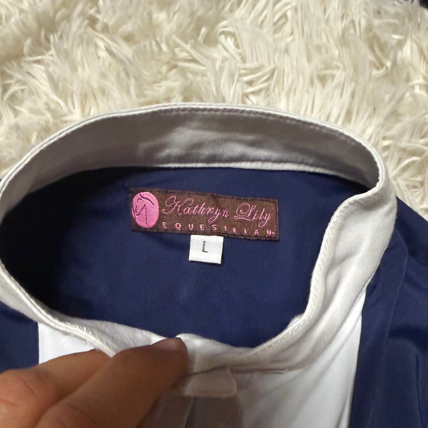 New Child’s Large Blue Kathryn Lily Long Sleeve Horseback Riding Show Shirt