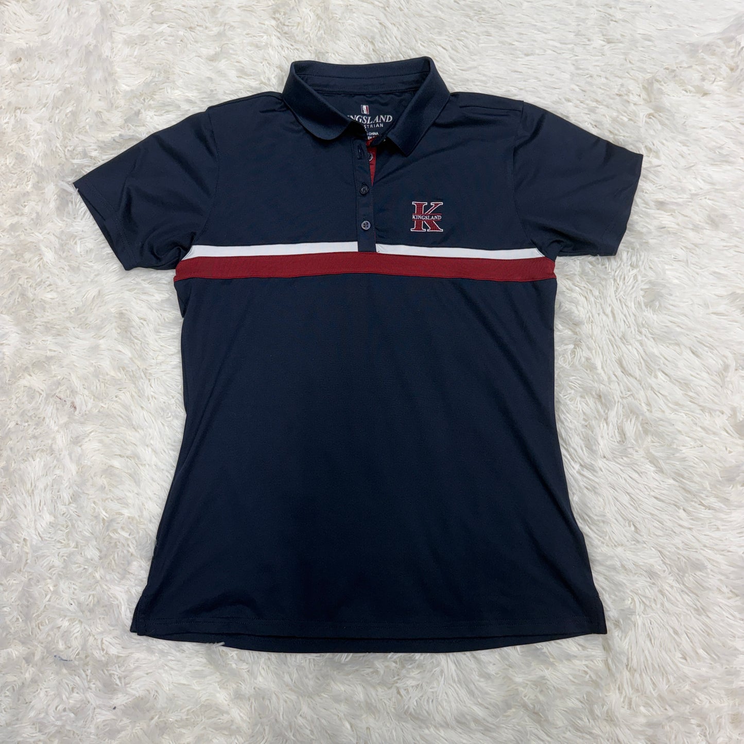 Women’s Large Navy Kingsland Short Sleeve Horseback Riding Wicking Polo Shirt