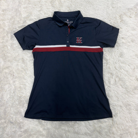 Women’s Large Navy Kingsland Short Sleeve Horseback Riding Wicking Polo Shirt