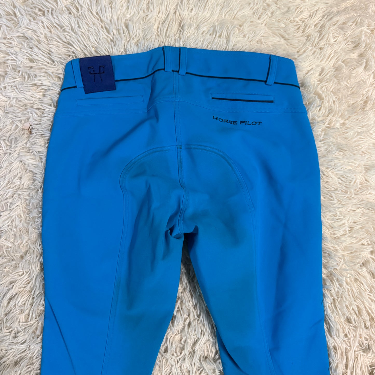 Women’s Large Blue Horse Pilot Knee Patch Horseback Riding Breeches