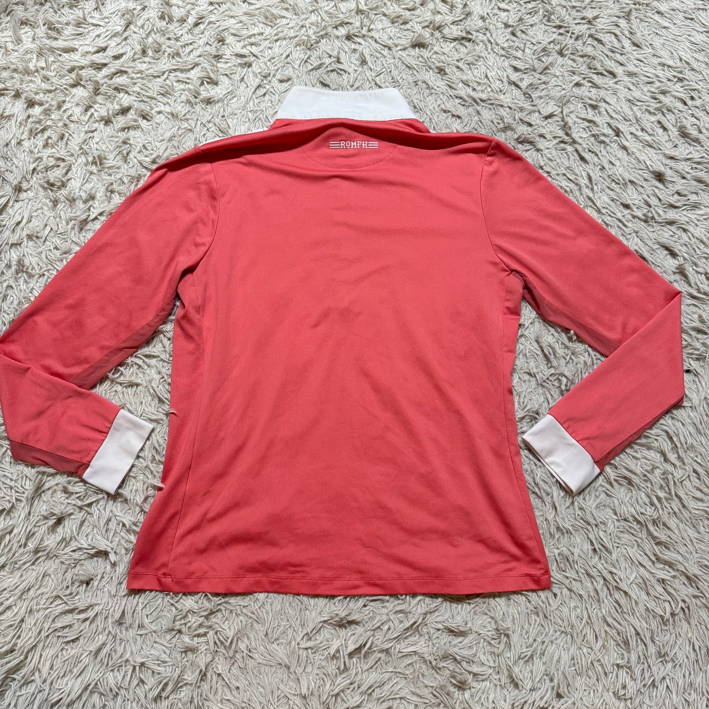 Women’s Large Coral/White Romfh Long Sleeve Horseback Riding Show Shirt