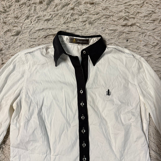 Women’s Size 6 White Fior Da Liso Long Sleeve Horseback Riding Button Down Shirt