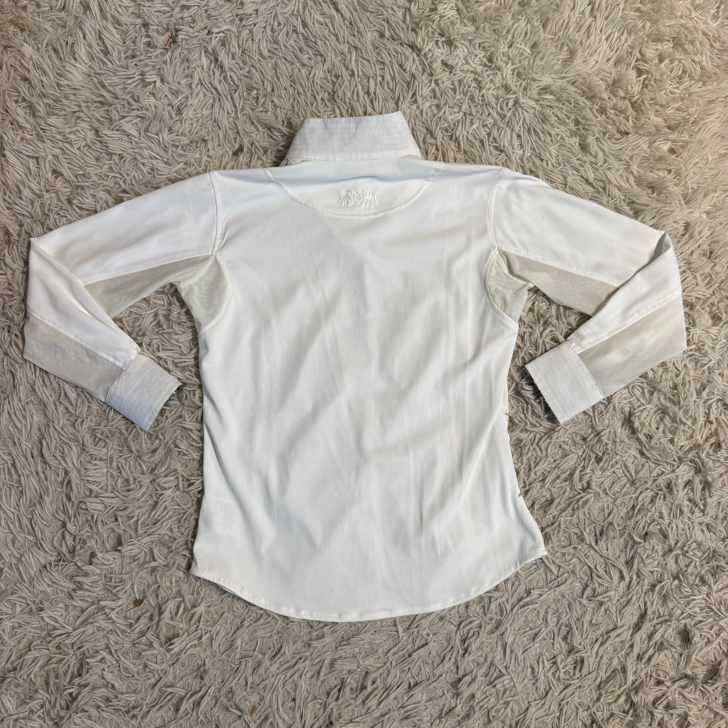 Child’s Size 10 White Equine Couture Long Sleeve Horseback Riding Show Shirt