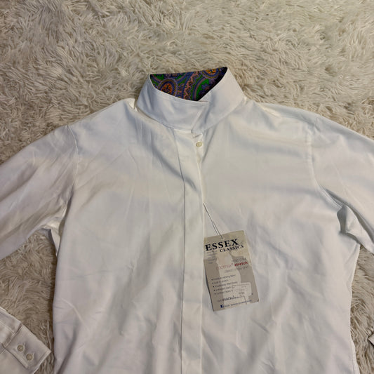 New Women’s Size 42 White Essex Classics Long Sleeve Horseback Riding Show Shirt