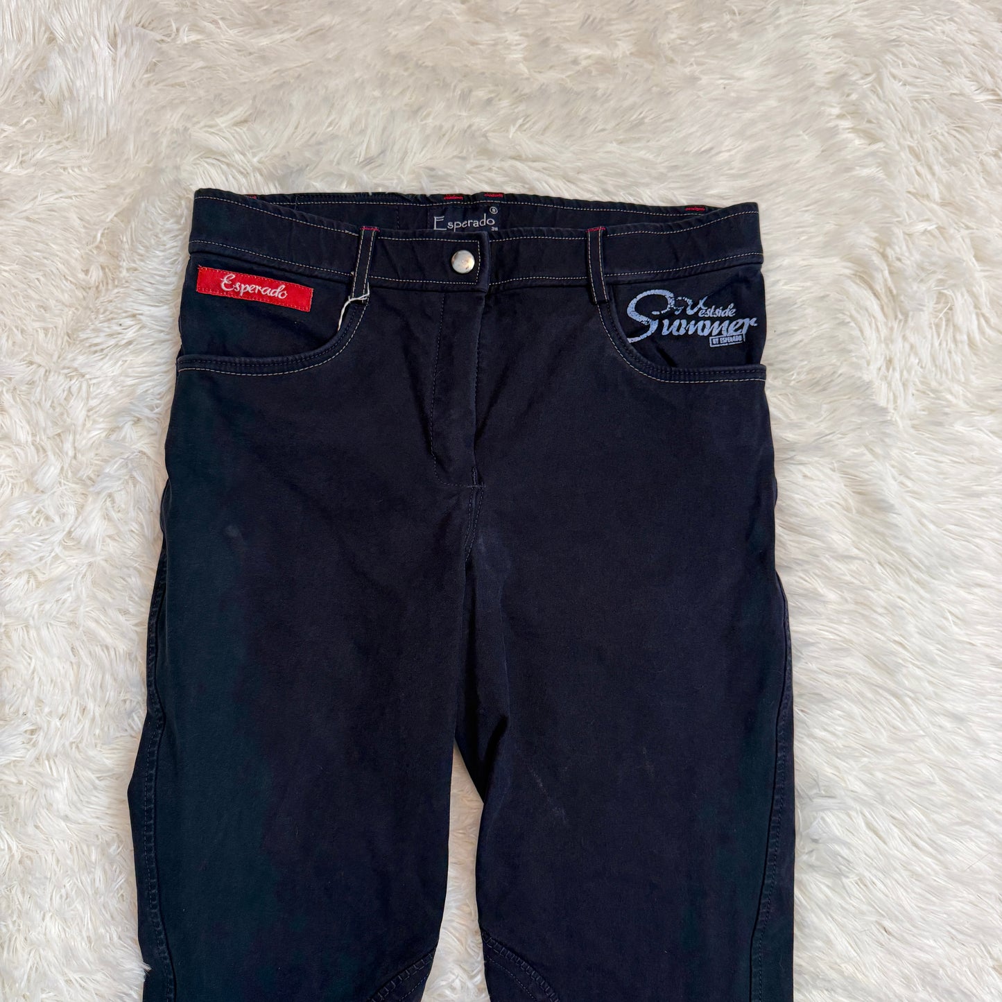 Women’s Size IT38 Navy Esperado Knee Patch Horseback Riding Breeches