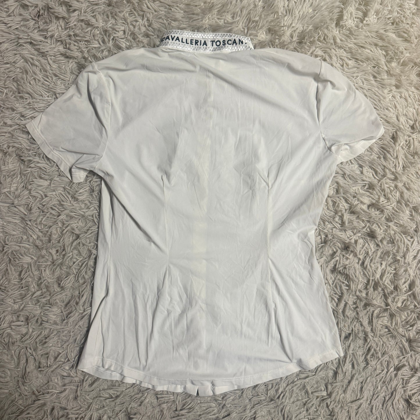 Women’s Large White Cavalleria Toscana Short Sleeve Horseback Riding Show Shirt