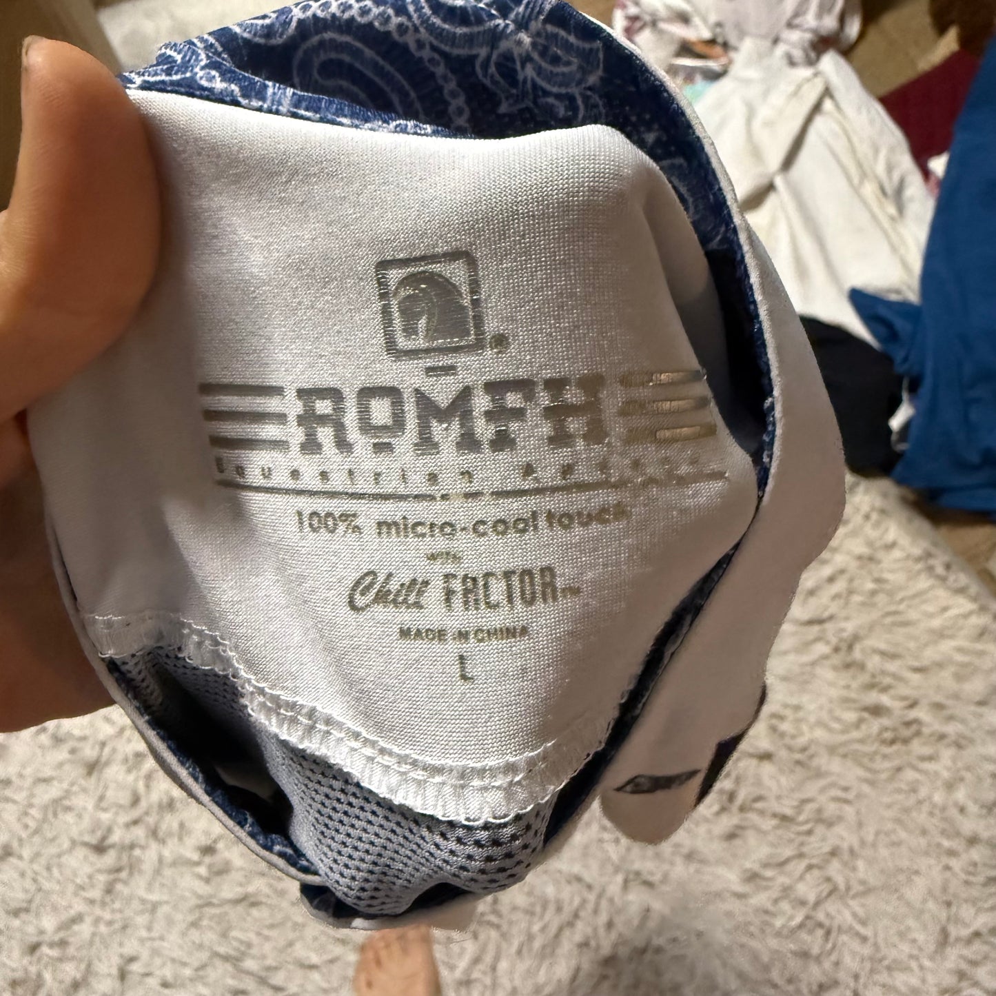 Women’s Large White/Navy Romfh Long Sleeve Horseback Riding Show Shirt