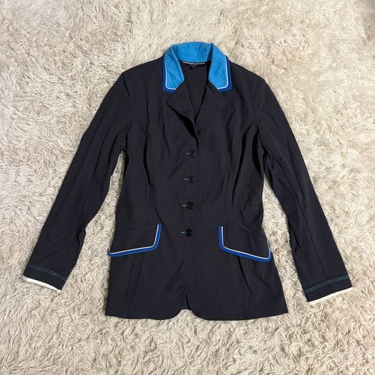 Women’s Size 14 Black w/ Blue Piping Charles Ancona Horseback Riding Show Coat