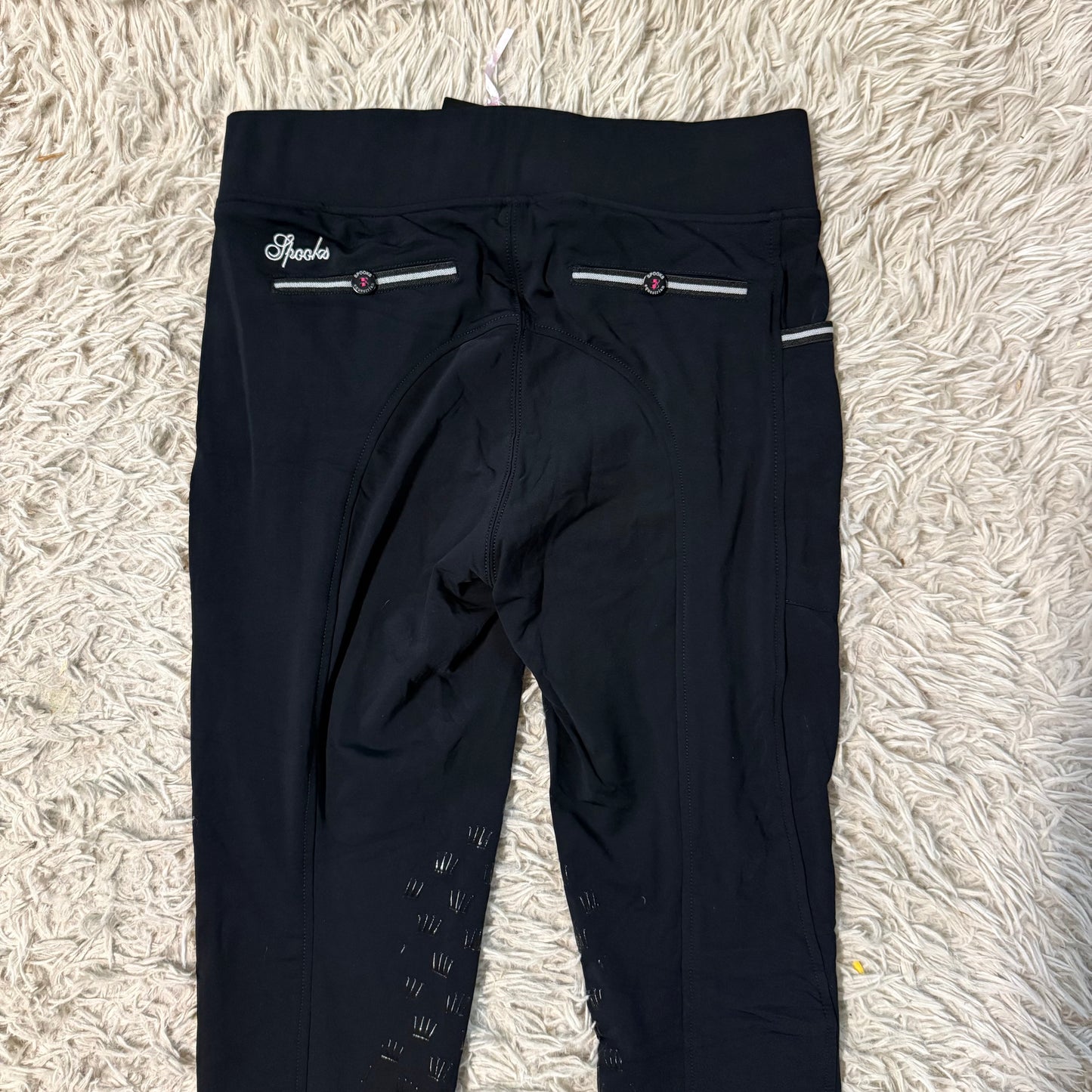 New Women’s XL Black Spooks Knee Patch Horseback Riding Tights Breeches