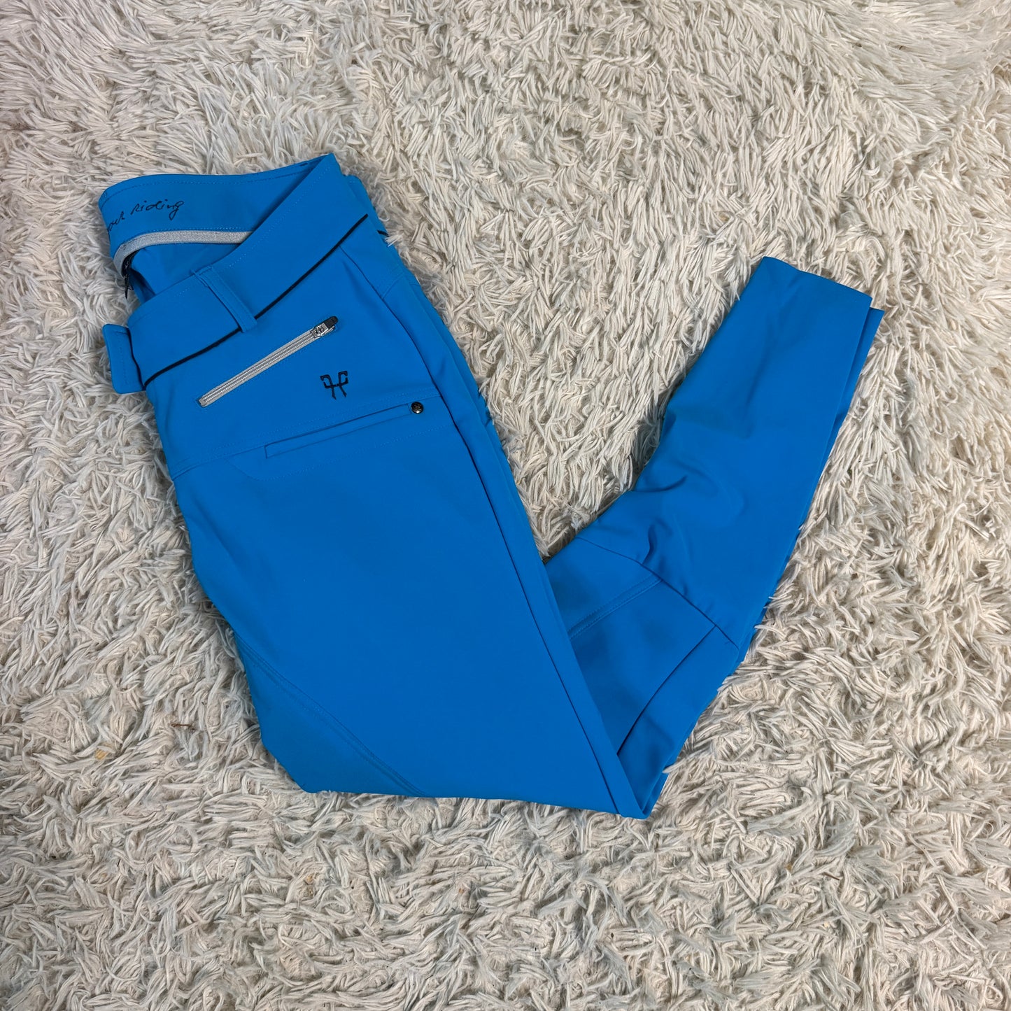 Women’s Large Blue Horse Pilot Knee Patch Horseback Riding Breeches