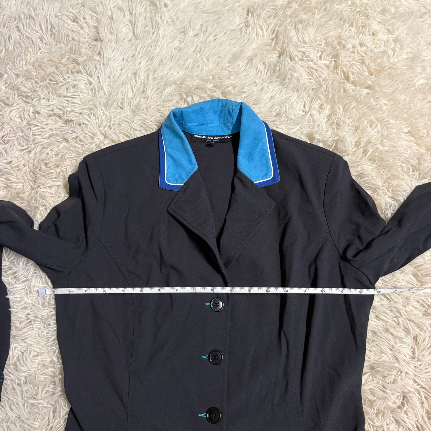 Women’s Size 14 Black w/ Blue Piping Charles Ancona Horseback Riding Show Coat