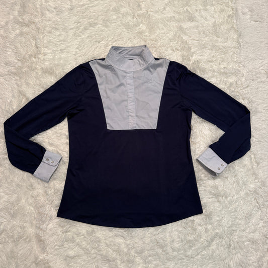 Women’s Large Navy/White Smartpak Long Sleeve Horseback Riding Show Shirt