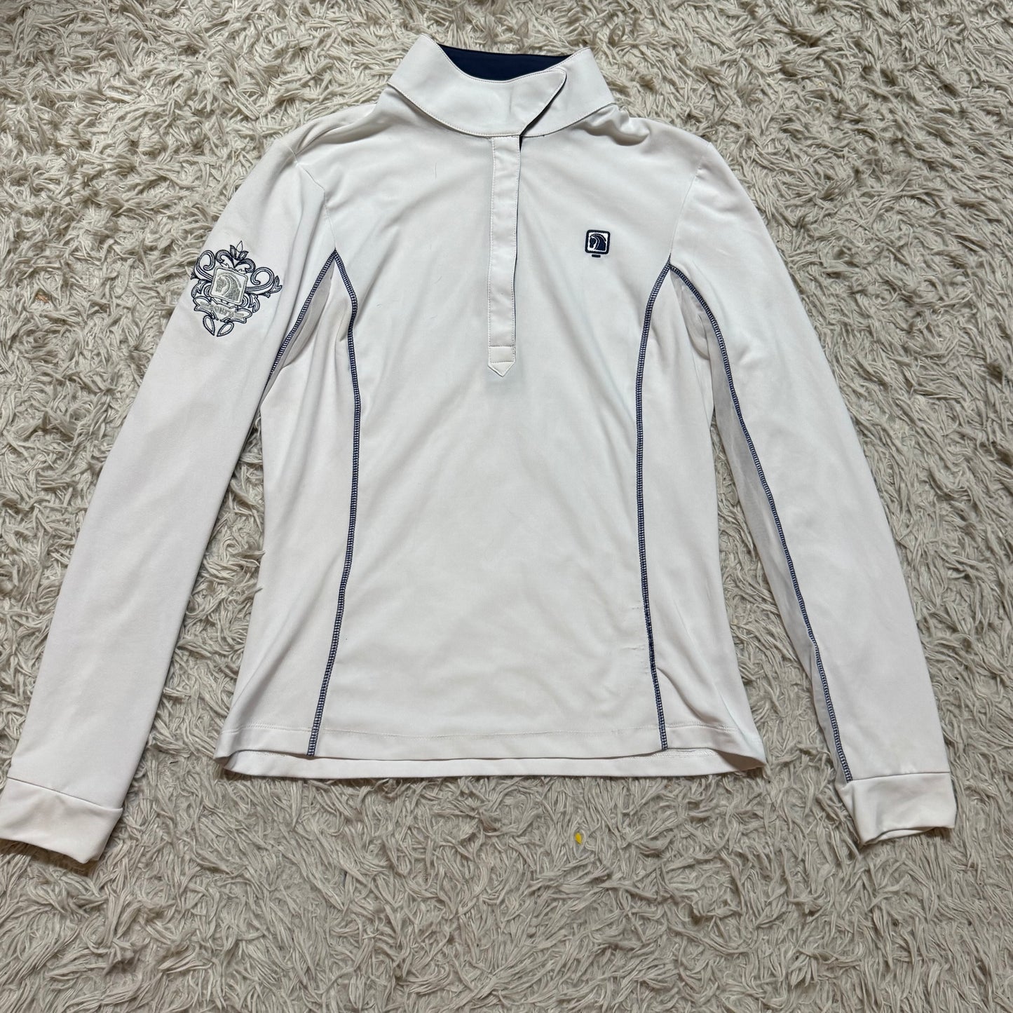 Women’s Large White Romfh Long Sleeve Horseback Riding Show Shirt