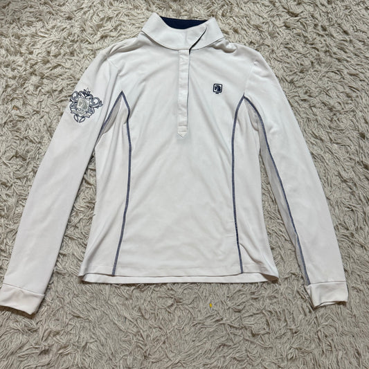 Women’s Large White Romfh Long Sleeve Horseback Riding Show Shirt