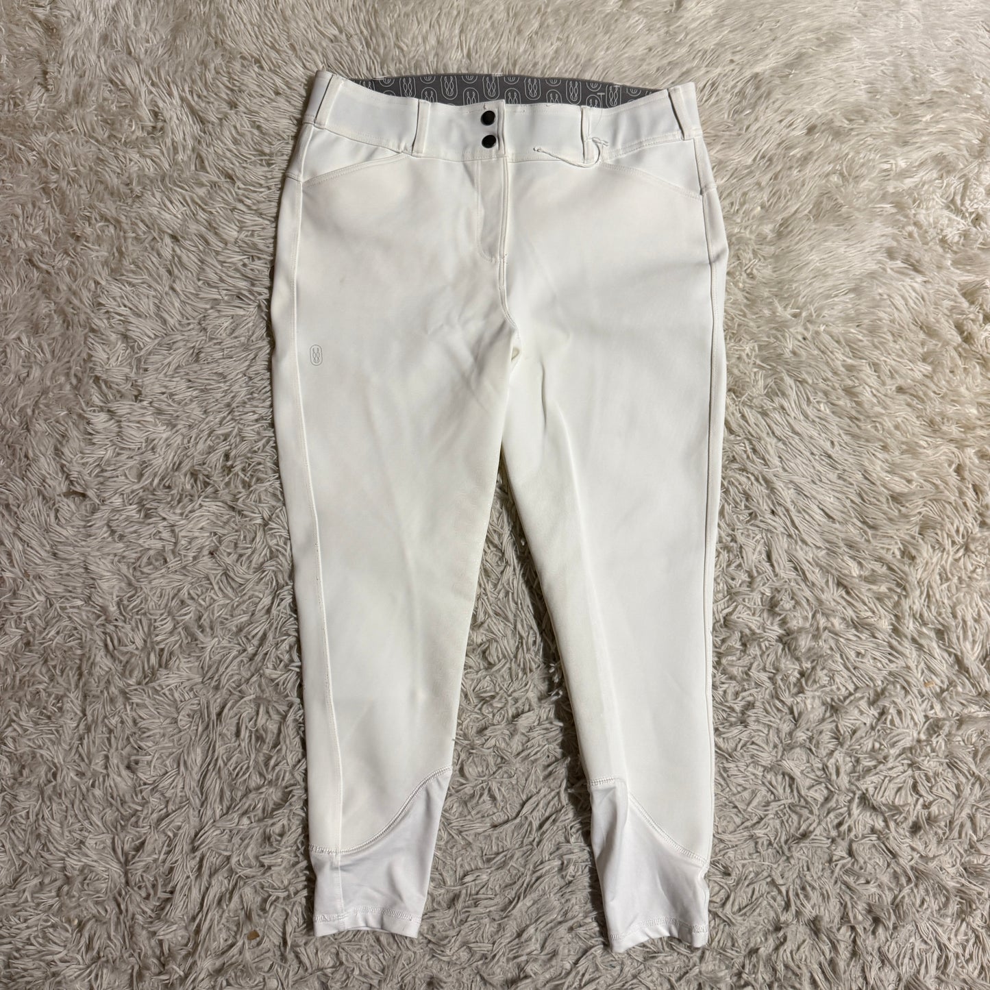 Women’s Size 32R White Weather Or Not Knee Patch Horseback Riding Rain Breeches