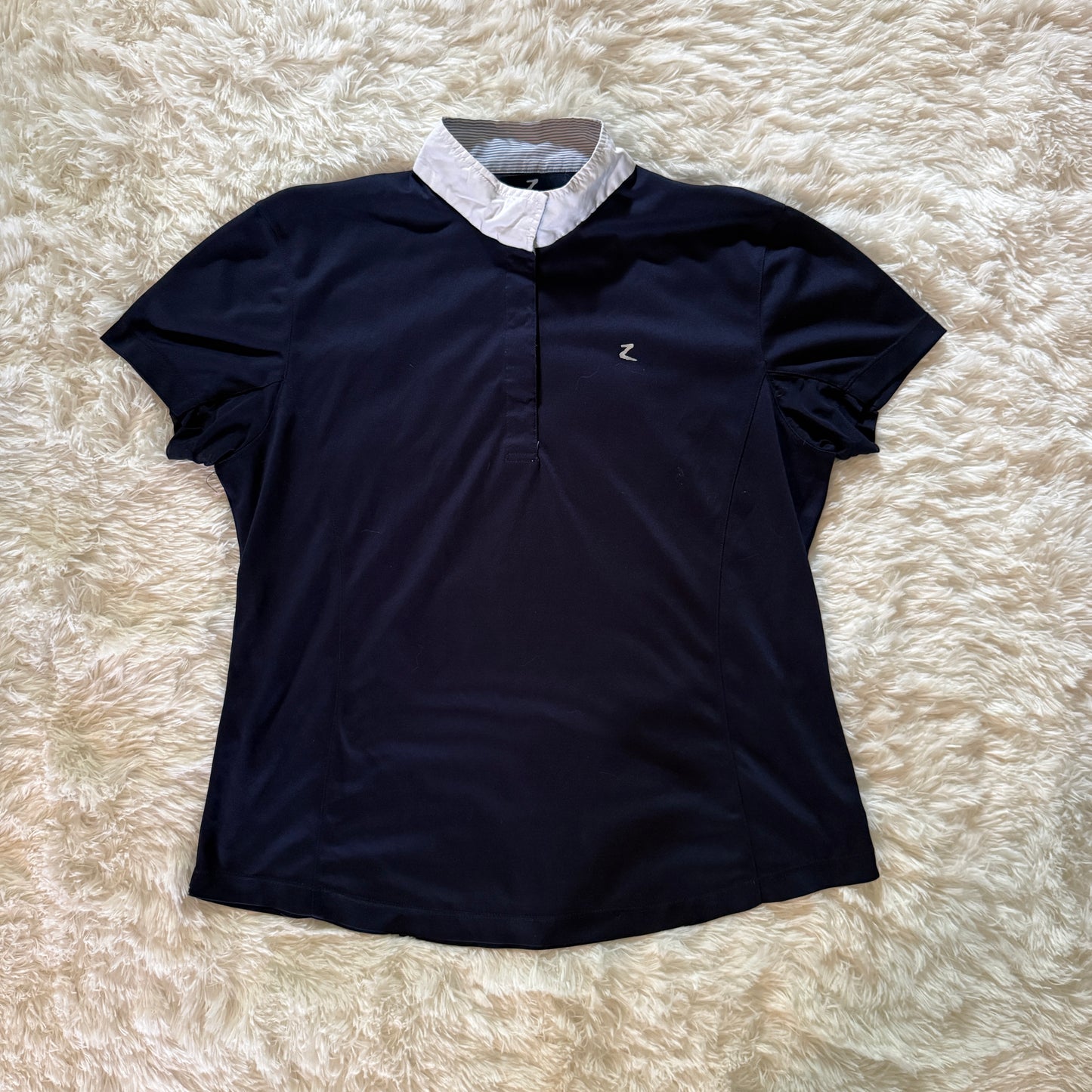 Women’s Size 14 Navy Horze Short Sleeve Horseback Riding Show Shirt